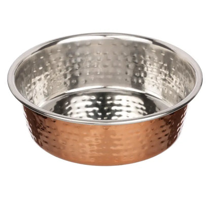Neater Pets Hammered Copper Finish Pet Bowls for Dogs or Cats - 16-64 Oz Stainless Steel Interior No-Skid Design for Food & Water