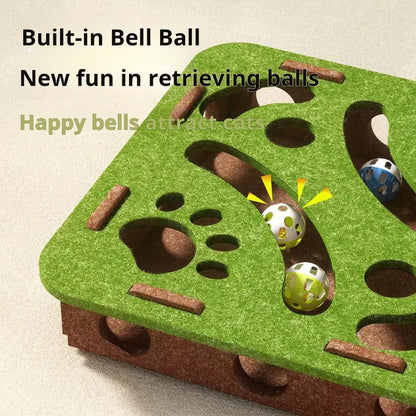 Cgreen Maze Ball Cat Toy - Felt Surface, Animal Print Play Track, Ball Chaser, Universal Size Exercise Aid, Boredom Relief Toy for Indoor Kittens