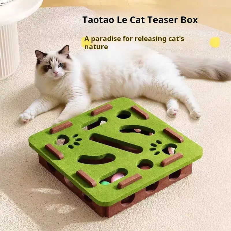 Cgreen Maze Ball Cat Toy - Felt Surface, Animal Print Play Track, Ball Chaser, Universal Size Exercise Aid, Boredom Relief Toy for Indoor Kittens