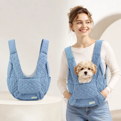 Pet Front Carrier Backpack Quilted Soft Hands-Free Head Out with Front Pocket for Small Dogs Cats Outdoor Walking Travel Puppy Chest Sling