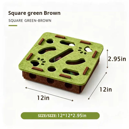 Cgreen Maze Ball Cat Toy - Felt Surface, Animal Print Play Track, Ball Chaser, Universal Size Exercise Aid, Boredom Relief Toy for Indoor Kittens