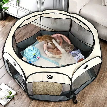 Bajiao Pet Playpen Tent - Oxford Cloth, Scratch-Resistant, Foldable Dog & Cat Enclosure, Ideal for Whelping Box & Pet Shelter Portable