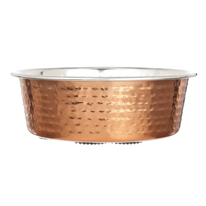 Neater Pets Hammered Copper Finish Pet Bowls for Dogs or Cats - 16-64 Oz Stainless Steel Interior No-Skid Design for Food & Water