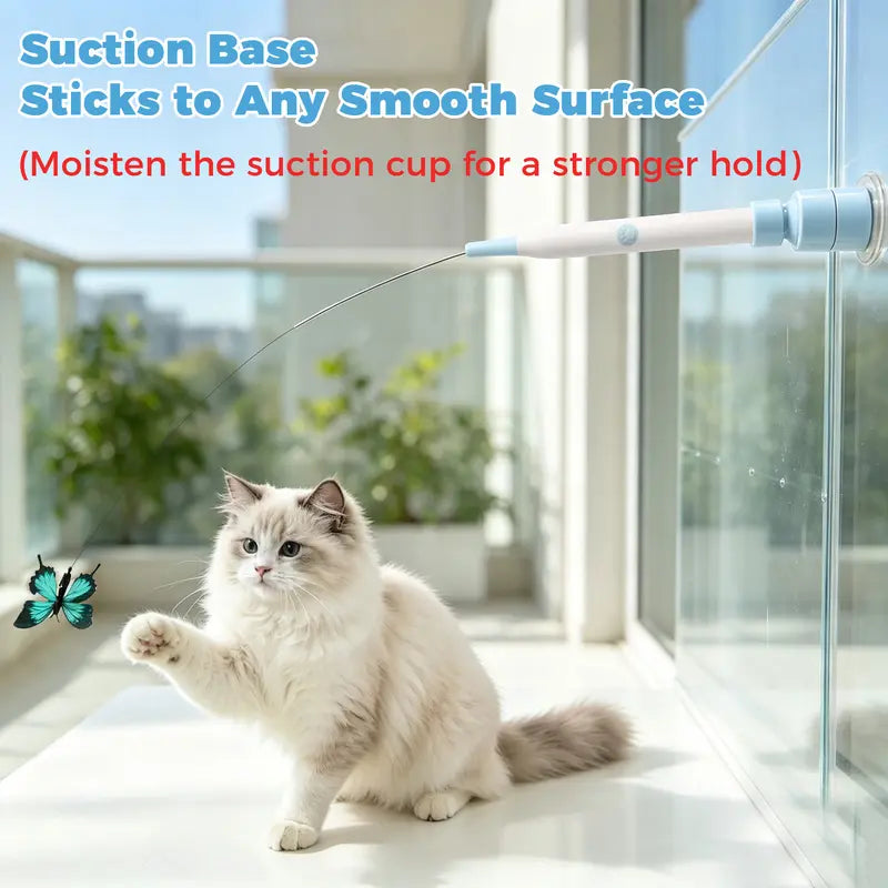 Automatic Interactive Butterfly Cat Teaser Toy,Usb Charging,360° Swivel Rotation,Detachable Handle, Dual-Purpose Design,Prevents Boredom for Indoor Cats Cat Toy Kitten Petlovers