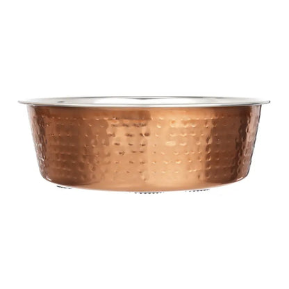 Neater Pets Hammered Copper Finish Pet Bowls for Dogs or Cats - 16-64 Oz Stainless Steel Interior No-Skid Design for Food & Water