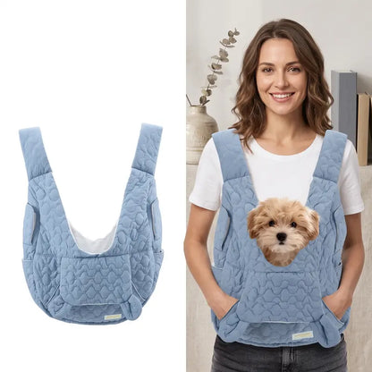 Pet Front Carrier Backpack Quilted Soft Hands-Free Head Out with Front Pocket for Small Dogs Cats Outdoor Walking Travel Puppy Chest Sling