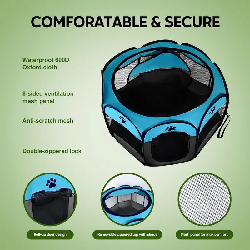 Bajiao Pet Playpen Tent - Oxford Cloth, Scratch-Resistant, Foldable Dog & Cat Enclosure, Ideal for Whelping Box & Pet Shelter Portable