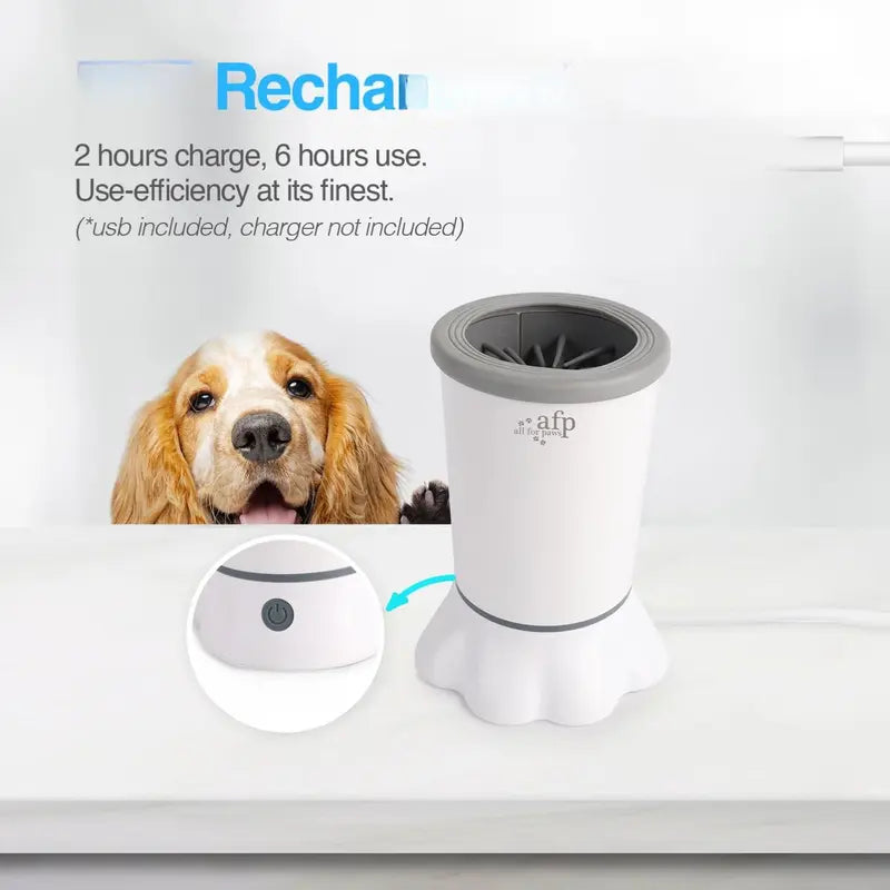 Allforpaws Automatic Electric Dog Paw Cleaner - Soft Silicone Brush with Dual Speed, Mud Removal, Suction Cup Base, Portable Cleaning Station, Easy to Use and Maintain