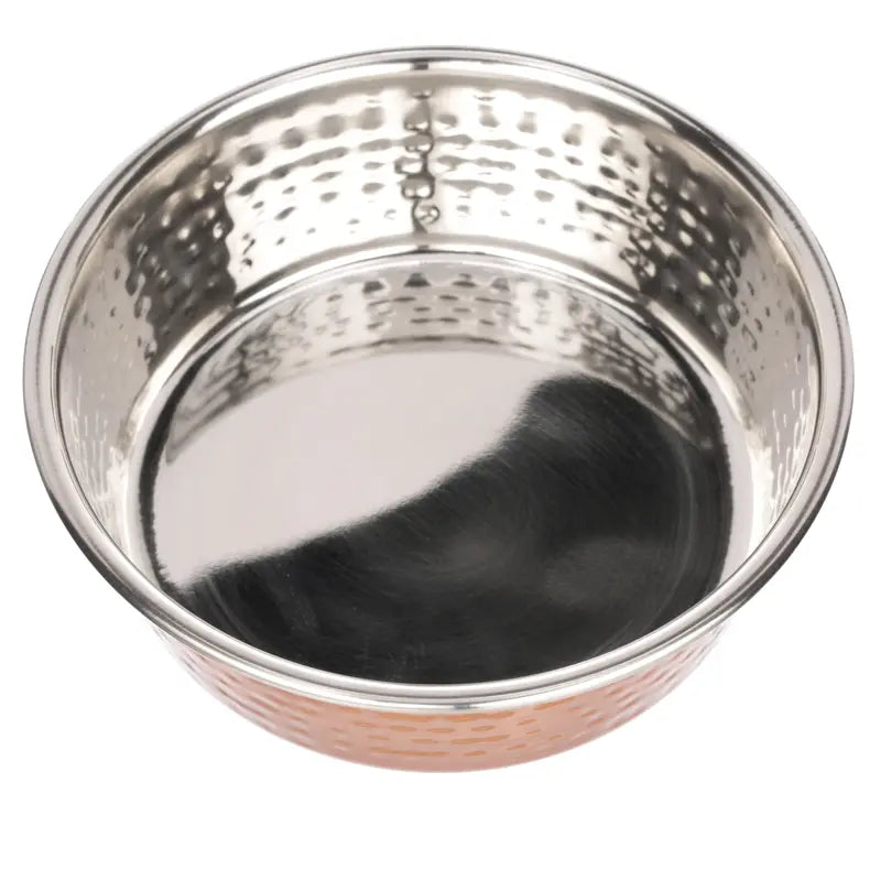 Neater Pets Hammered Copper Finish Pet Bowls for Dogs or Cats - 16-64 Oz Stainless Steel Interior No-Skid Design for Food & Water