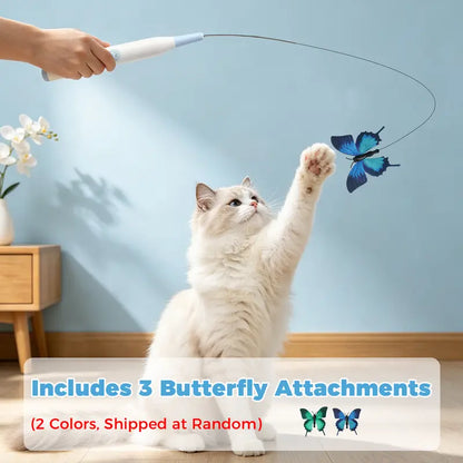 Automatic Interactive Butterfly Cat Teaser Toy,Usb Charging,360° Swivel Rotation,Detachable Handle, Dual-Purpose Design,Prevents Boredom for Indoor Cats Cat Toy Kitten Petlovers