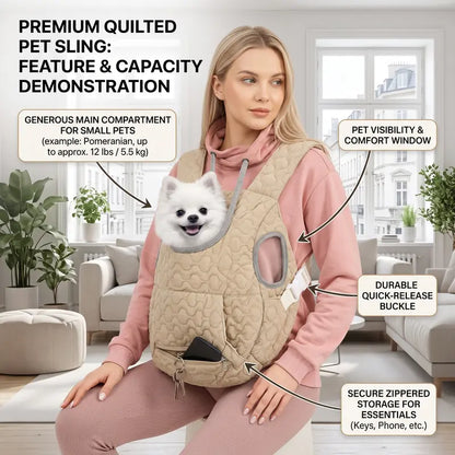 Pet Front Carrier Backpack Quilted Soft Hands-Free Head Out with Front Pocket for Small Dogs Cats Outdoor Walking Travel Puppy Chest Sling