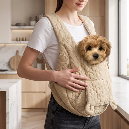 Pet Front Carrier Backpack Quilted Soft Hands-Free Head Out with Front Pocket for Small Dogs Cats Outdoor Walking Travel Puppy Chest Sling
