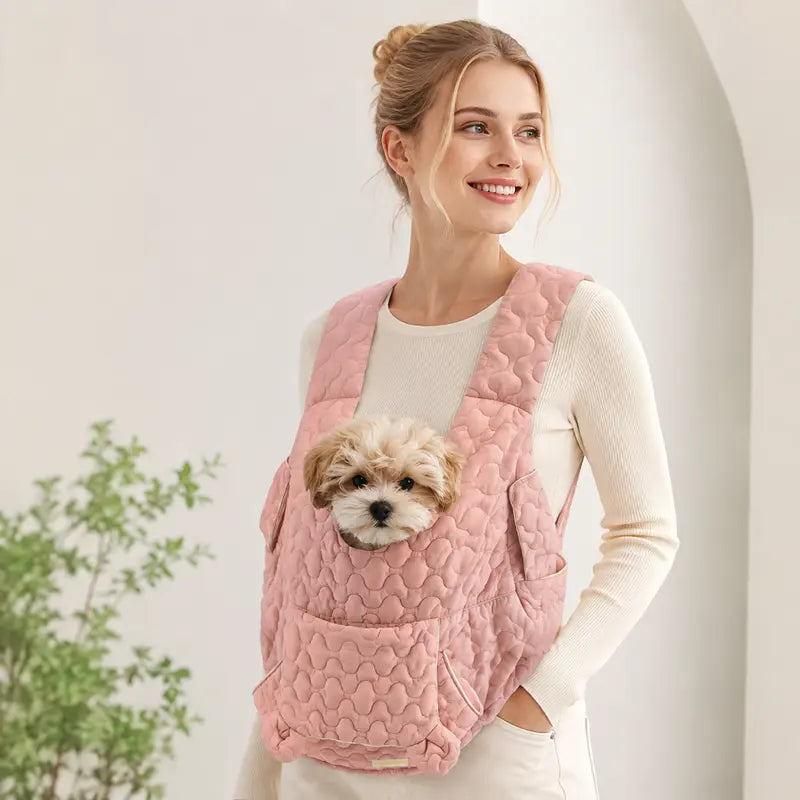 Pet Front Carrier Backpack Quilted Soft Hands-Free Head Out with Front Pocket for Small Dogs Cats Outdoor Walking Travel Puppy Chest Sling