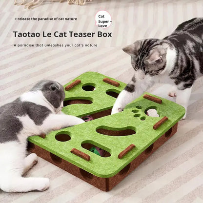 Cgreen Maze Ball Cat Toy - Felt Surface, Animal Print Play Track, Ball Chaser, Universal Size Exercise Aid, Boredom Relief Toy for Indoor Kittens