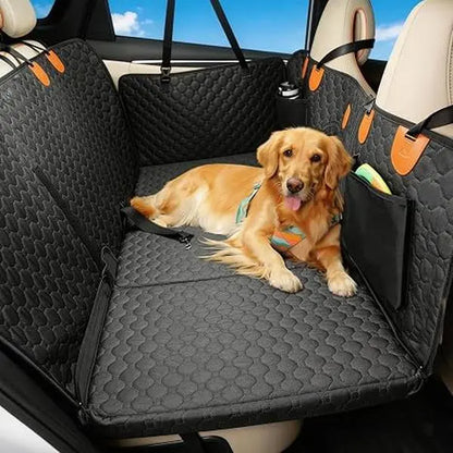Quilted Fabric Dog Car Seat Cover - Universal Fit, Waterproof, Scratchproof, Non-Slip, Washable Pet Back Seat Travel Mat, All-Season Dog Car Accessories