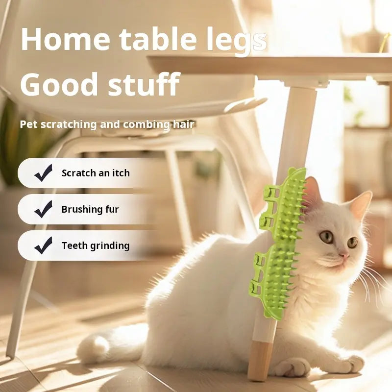 Universal Cat Grooming Supplies 2-Pack: Self-Grooming Slicker Brush and Corner Scratching Board with Silicone Massage Brush for Hair Care and Scratch Relief, Durable and Wear-Resistant